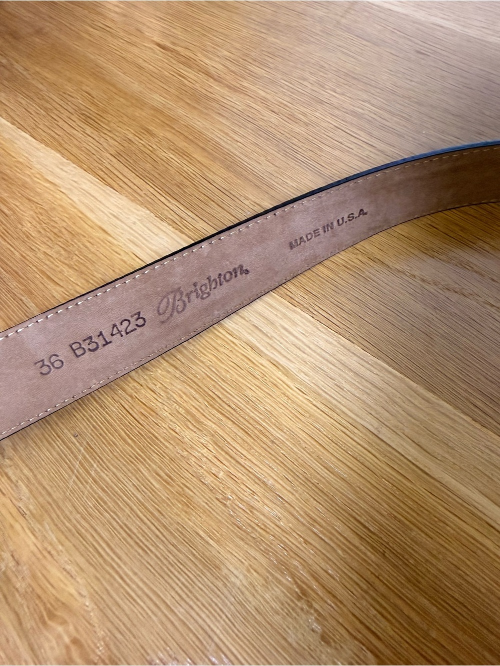 Brighton Black Leather Belt Size 36 Silver Scroll Buckle Made in USA B31423 - Picture 3 of 5